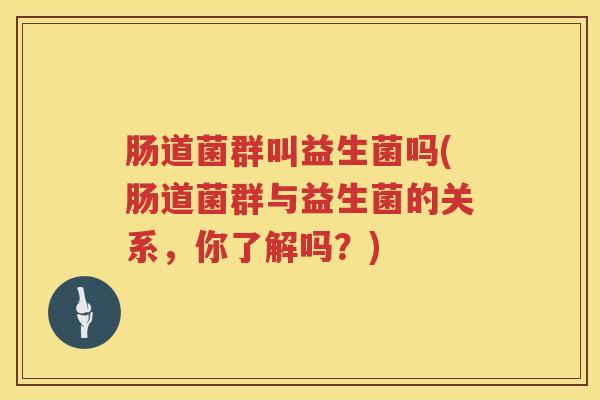 肠道菌群叫益生菌吗(肠道菌群与益生菌的关系，你了解吗？)