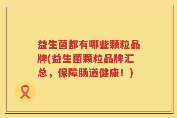 益生菌都有哪些颗粒品牌(益生菌颗粒品牌汇总，保障肠道健康！)