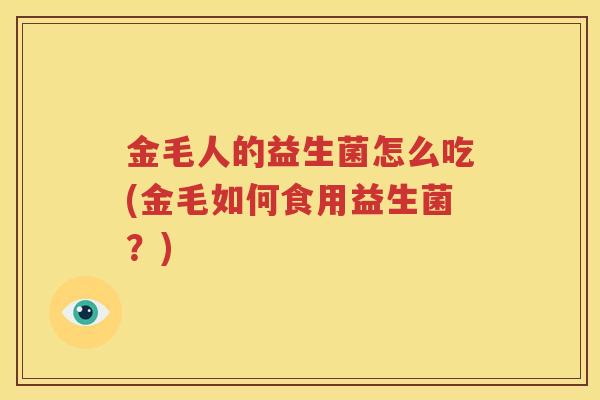 金毛人的益生菌怎么吃(金毛如何食用益生菌？)