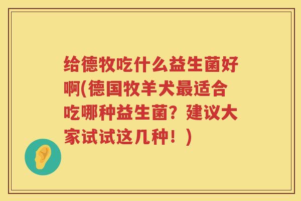 给德牧吃什么益生菌好啊(德国牧羊犬最适合吃哪种益生菌？建议大家试试这几种！)