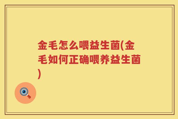 金毛怎么喂益生菌(金毛如何正确喂养益生菌)