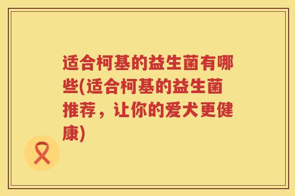 适合柯基的益生菌有哪些(适合柯基的益生菌推荐，让你的爱犬更健康)