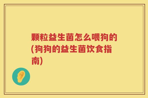 颗粒益生菌怎么喂狗的(狗狗的益生菌饮食指南)
