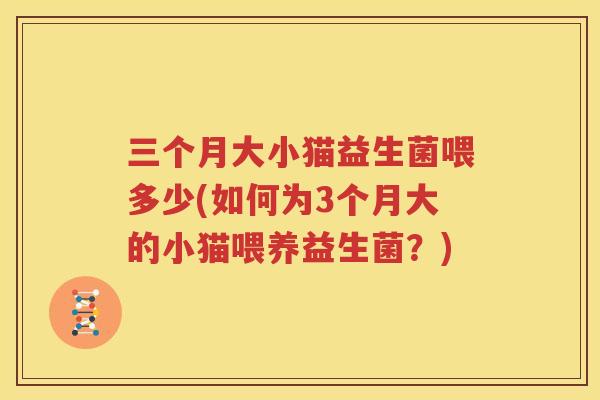 三个月大小猫益生菌喂多少(如何为3个月大的小猫喂养益生菌？)
