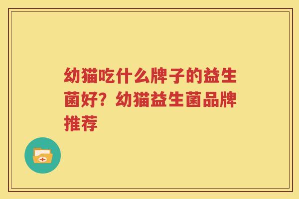 幼猫吃什么牌子的益生菌好？幼猫益生菌品牌推荐