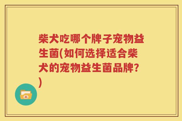 柴犬吃哪个牌子宠物益生菌(如何选择适合柴犬的宠物益生菌品牌？)