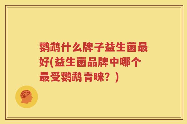 鹦鹉什么牌子益生菌最好(益生菌品牌中哪个最受鹦鹉青睐？)