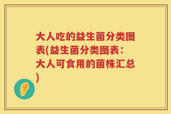 大人吃的益生菌分类图表(益生菌分类图表：大人可食用的菌株汇总)