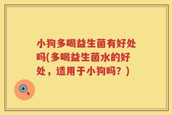 小狗多喝益生菌有好处吗(多喝益生菌水的好处，适用于小狗吗？)