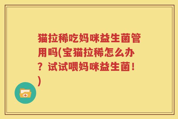 猫拉稀吃妈咪益生菌管用吗(宝猫拉稀怎么办？试试喂妈咪益生菌！)