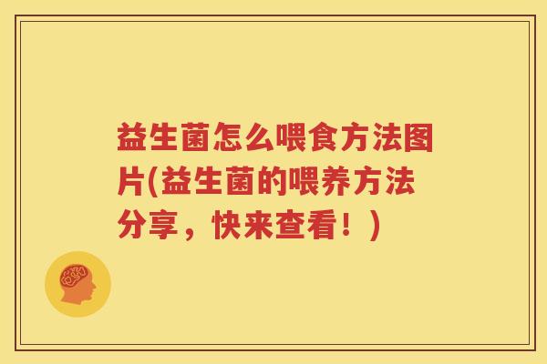 益生菌怎么喂食方法图片(益生菌的喂养方法分享，快来查看！)