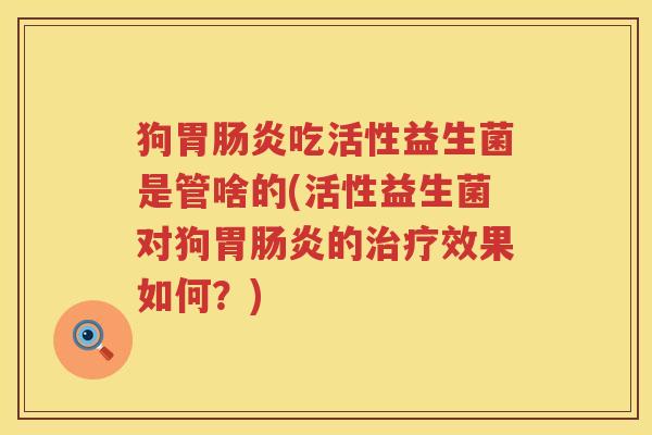 狗胃肠炎吃活性益生菌是管啥的(活性益生菌对狗胃肠炎的治疗效果如何？)