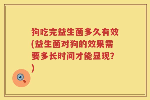 狗吃完益生菌多久有效(益生菌对狗的效果需要多长时间才能显现？)