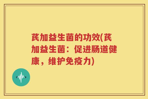 芪加益生菌的功效(芪加益生菌：促进肠道健康，维护免疫力)
