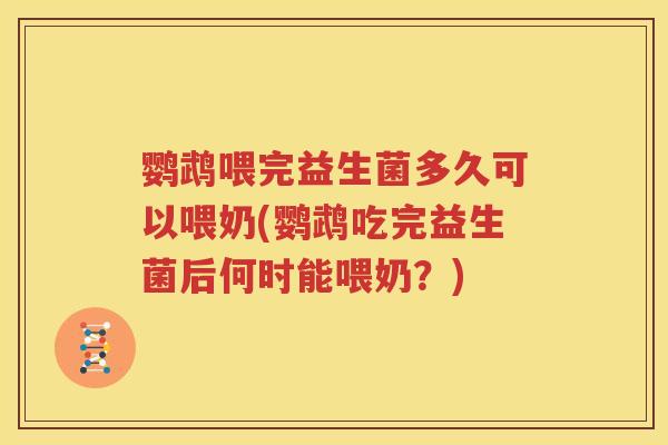 鹦鹉喂完益生菌多久可以喂奶(鹦鹉吃完益生菌后何时能喂奶？)