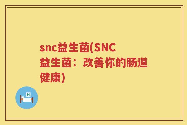 snc益生菌(SNC益生菌：改善你的肠道健康)