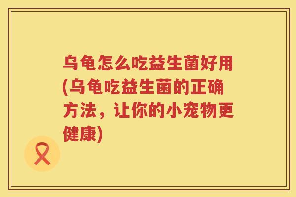 乌龟怎么吃益生菌好用(乌龟吃益生菌的正确方法，让你的小宠物更健康)