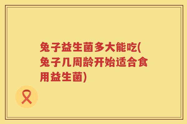 兔子益生菌多大能吃(兔子几周龄开始适合食用益生菌)