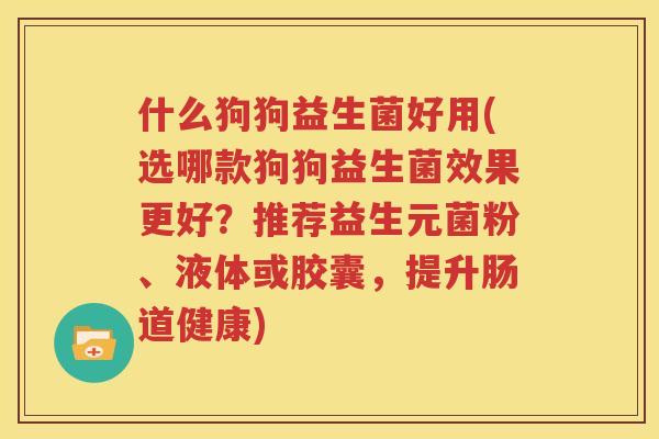 什么狗狗益生菌好用(选哪款狗狗益生菌效果更好？推荐益生元菌粉、液体或胶囊，提升肠道健康)