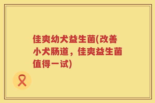 佳爽幼犬益生菌(改善小犬肠道，佳爽益生菌值得一试)