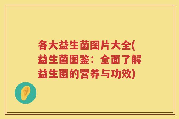 各大益生菌图片大全(益生菌图鉴：全面了解益生菌的营养与功效)