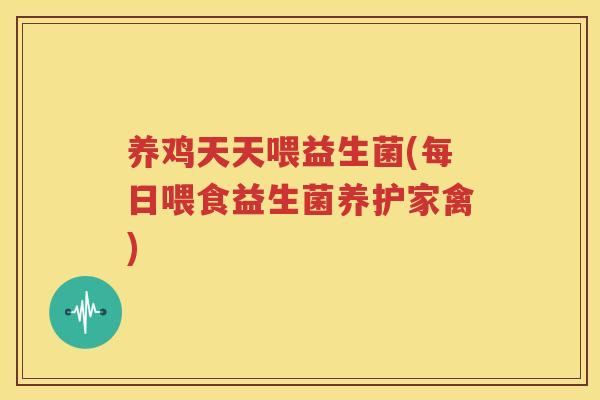 养鸡天天喂益生菌(每日喂食益生菌养护家禽)