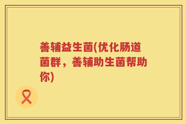 善辅益生菌(优化肠道菌群，善辅助生菌帮助你)