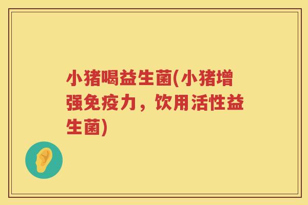 小猪喝益生菌(小猪增强免疫力，饮用活性益生菌)