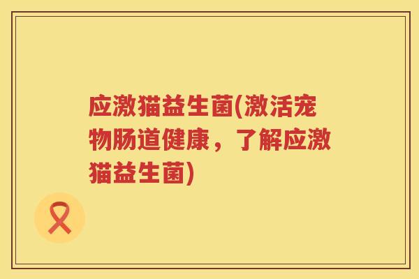 应激猫益生菌(激活宠物肠道健康，了解应激猫益生菌)