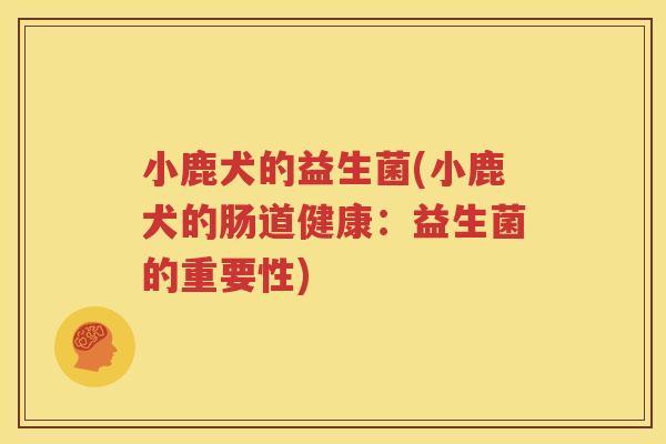 小鹿犬的益生菌(小鹿犬的肠道健康：益生菌的重要性)