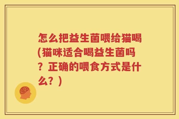 怎么把益生菌喂给猫喝(猫咪适合喝益生菌吗？正确的喂食方式是什么？)