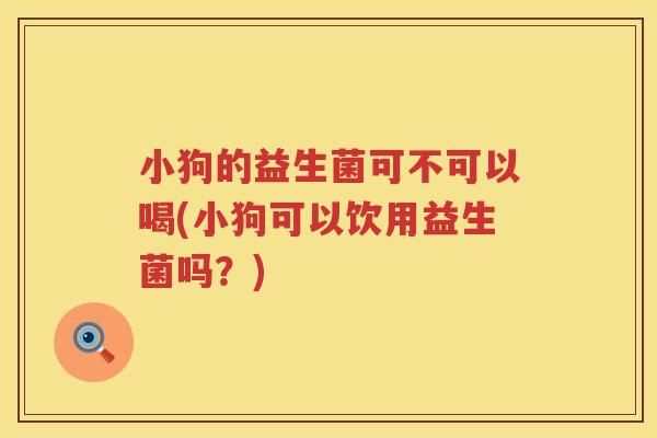 小狗的益生菌可不可以喝(小狗可以饮用益生菌吗？)