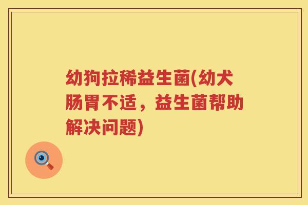 幼狗拉稀益生菌(幼犬肠胃不适，益生菌帮助解决问题)