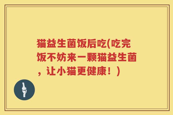 猫益生菌饭后吃(吃完饭不妨来一颗猫益生菌，让小猫更健康！)