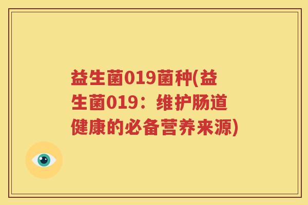 益生菌019菌种(益生菌019：维护肠道健康的必备营养来源)