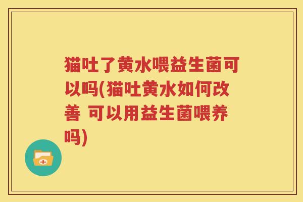 猫吐了黄水喂益生菌可以吗(猫吐黄水如何改善 可以用益生菌喂养吗)
