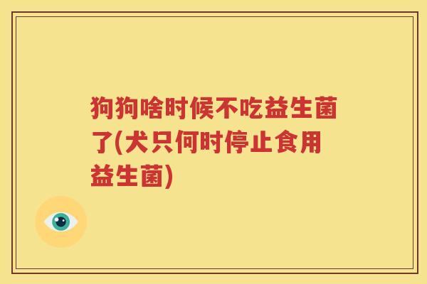 狗狗啥时候不吃益生菌了(犬只何时停止食用益生菌)