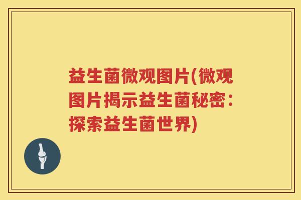 益生菌微观图片(微观图片揭示益生菌秘密：探索益生菌世界)